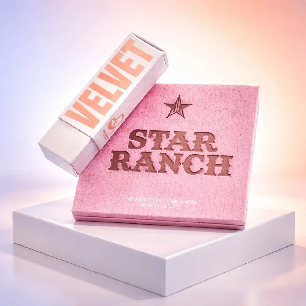 NIB Jeffree Star Mini Star Ranch Eyeshadow Pallet & Velvet Trap Lipstick - Wine